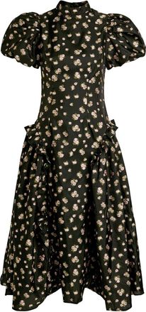 Sister Jane Tea Rose Floral-jacquard Woven Midi Dress - Black - 10 (UK10 / S)