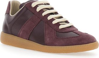 Maison Margiela Womens Low Top Sneakers Brown Leather And Suede Calf Trainers
