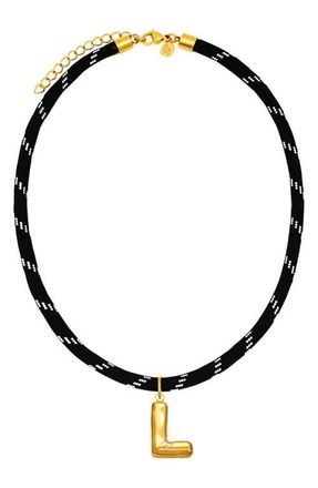 Petit Moments Bubble Initial Pendant Cord Necklace in Black-L at Nordstrom