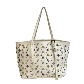 Jimmy Choo London White Leather Shoulder Bag Tote Bag (Pre-Owned)
