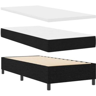 vidaXL Cama Tipo Box Spring Con Colch&oacute;n Negro 80 X 200 Cm Tela Vidaxl