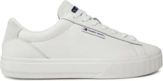 Tommy Hilfiger Witte leren cupsole sneakers - Dames - Sneakers - Wit - 39 EU - Leer - Schoenen