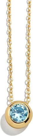 BaubleBar 18k Gold Plated Birthstone Pendant Necklace in Light Blue at Nordstrom