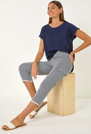 Roman Stripe Cropped Cargo Trouser