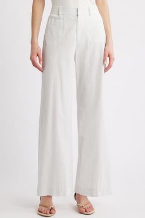 Frame Denim Le Slim Modernist High Waist Wide Leg Pants in White/Light Chambray at Nordstrom Rack, Size 12