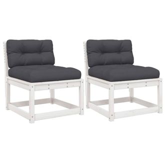 Berkfield Home Garden Sofas with Cushions 2pcs White Solid Wood Pine