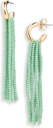 Leith Beaded Fringe Drop Earrings in Green- Gold at Nordstrom Rack