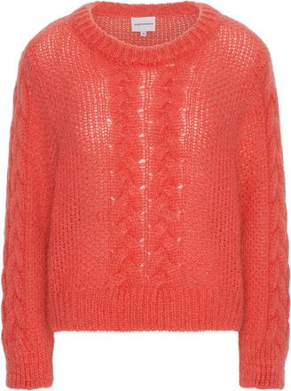 Americandreams Louisa Kabel Gebreide Pullover - Dames - Ronde hals truien - Rood - S - Wol - Truien & Vesten