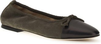 Dear Frances Womens Gala Ballerinas Khaki Suede Calf Leather Bos Taurus Flat Shoes