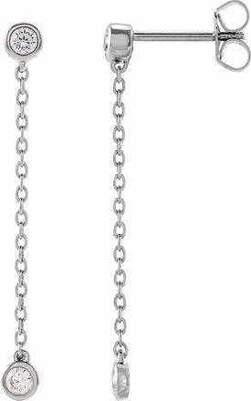 Diamond2Deal 14K White Gold 1/4ct Lab-Grown Diamond Chain Earrings Clarity SI, Color G-H