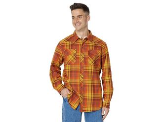 L.L.Bean Katahdin Performance Flannel Shirt Plaid Mens Clothing Burnt Mahogany/Chartruese : MD, Flannel/Polyester/Wool