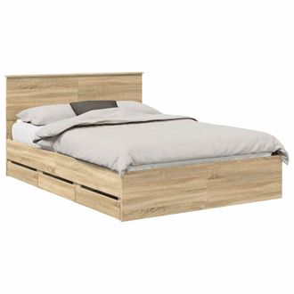 vidaXL Estructura De Cama Roble Sonoma 140 X 200 Cm Madera Ingenieril Vidaxl