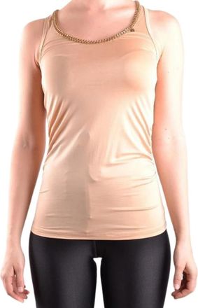 Elisabetta Franchi Beige Mouwloze Sportieve Top - Dames - Tops zonder mouwen - Beige - M - Katoen - Tops