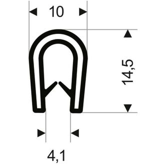 Fortis Protecci&oacute;n De Borde Flexible Redondo. Negro. 10x14.5 Mm. Zona De Apriete 1.0-4.5 Mm. 25m Fortis Por 25)