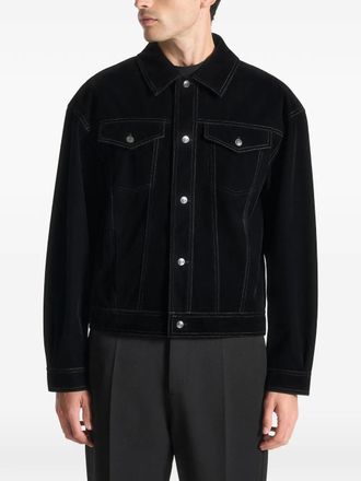 Mani&egrave;re De Voir topstitching-detail buttoned shirt jacket - Black