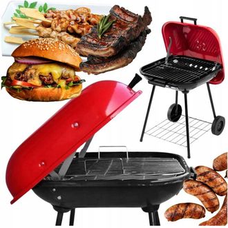 OEM Parrilla De Carb&oacute;n Para Jard&iacute;n Con Ruedas, Tapa, Cenicero Y Hogar Cerrado