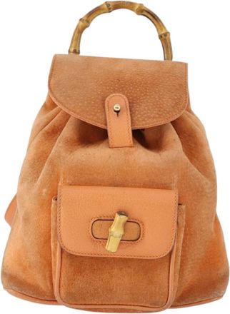 Gucci Gucci Bamboo Backpack Daim Orange Suede Backpack Bag (Pre-Owned)