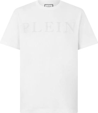 Philipp Plein T-shirt Ronde Hals Ss Logo - Heren - T-shirts - Wit - 5XL - Katoen - Tops