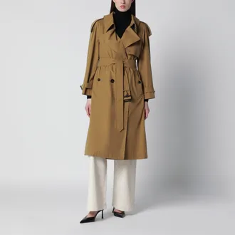 Burberry Double-breasted trench coat in cotton blend brown