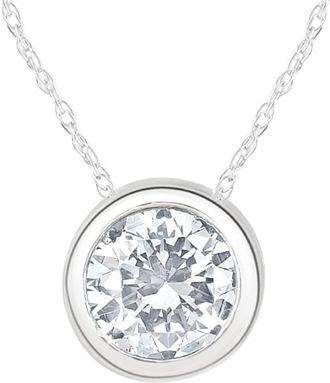 Pompeii3 1 1/2Ct Solitaire Round Cut Lab Grown Diamond Bezel Necklace Pendant