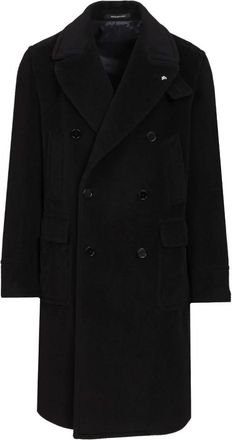 Tagliatore Jassen, Heren, Blauw, XL, Wol, Dubbele-breasted wollen jas