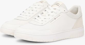 Tommy Hilfiger Mens Leather & Suede Mix Low-Top Sneaker - Ivory Petal - US 11 / EU 44