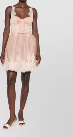 Zimmermann silk and linen sleeveless sweetheart-neck mini dress