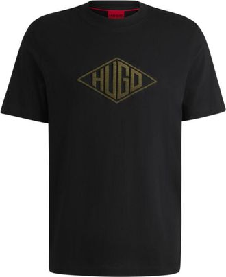 HUGO BOSS Cotton-jersey T-shirt with geometric logo embroidery