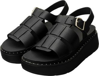 FitFlop GEN-FF Max Fisherman Tumbled Leather Dames Zwarte Sandalen