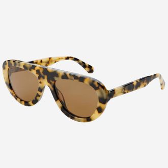 Freyrs Eyewear Jetsetter Acetate Aviator Sunglasses In Milky Tortoise