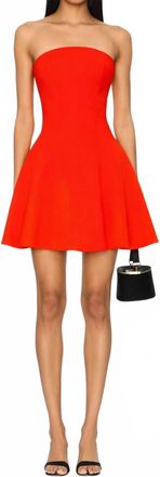 Amanda Uprichard Romilly Strapless Mini Dress In Hot Coral Red