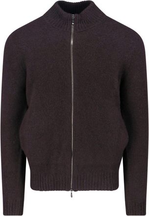 Drumohr Brown Wool Double Zip Sweater