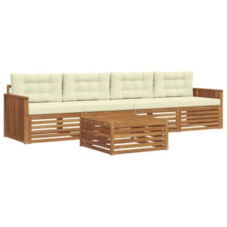 vidaXL Conjunto De Sof&aacute;s De Exterior Con Coj&iacute;n 5 Pcs Natural Y Crema Vidaxl