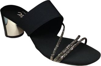 Onex Womens Fetish Wedge Sandal In Black/silver