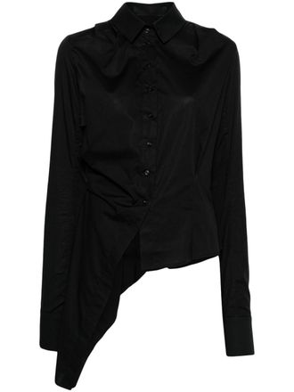 Marc Le Bihan Asymmetrische popeline blouse - Zwart