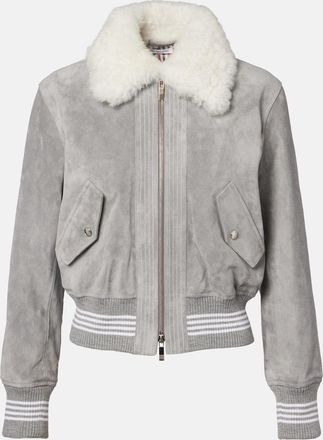 Thom Browne Shearling-trimmed suede jacket