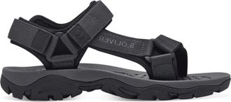 s.Oliver Zwarte Casual Open Platte Sandalen - Heren - Sandalen - Zwart - 43 EU - Schoenen