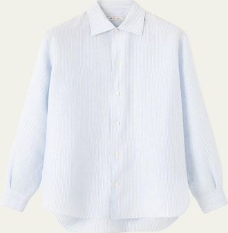 Loro Piana Mens Franco Linen Stripe Button-Down Shirt