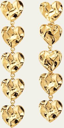 Oscar De La Renta Crushed Heart Vertical Drop Earrings
