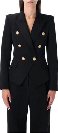 Balmain Double-breasted wollen getailleerde jas - Dames - Blazers - Zwart - S - Wol - Jassen