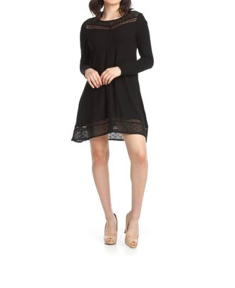 Papillon Emera Lace A-Line Sweater Dress In Black