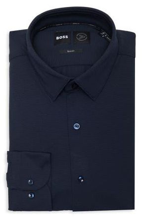 BOSS Hank Kent Slim Fit Stretch Performance Dress Shirt in Dark Blue at Nordstrom Rack, Size 15.5R
