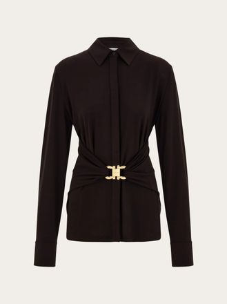 Ferragamo Women Viscose shirt with gathered waist Brown