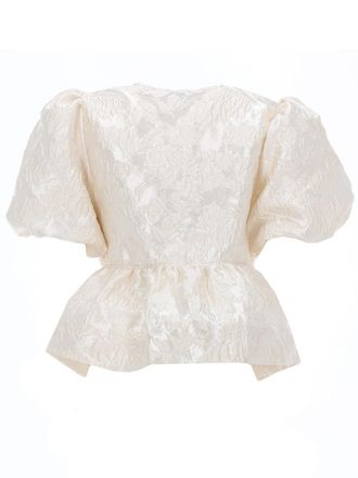 Ganni Peplum Recycled Polyester Blouse - Ivory