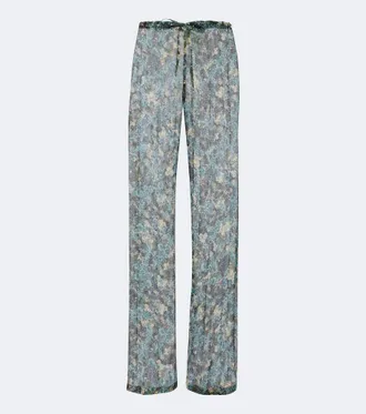 Dries Van Noten Semi-sheer floral wide-leg pants