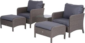 OUTSUNNY 5 Pieces Outdoor Patio Furniture Set Wicker Conversation Set Grey