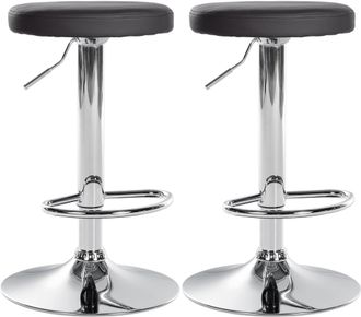 Clp Clp - Set De 2 Taburetes De Bar Ponte En Polipiel Negro Metal Cromado