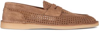 Dolce & Gabbana Mens Suede Loafers Hazelnut Calfskin