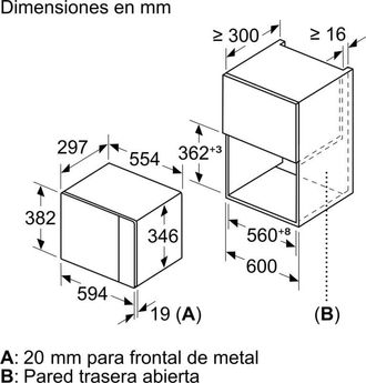 Bosch Serie 6, Microondas Integrado, 60 X 38 Cm, Blanco, Bfl524mw0