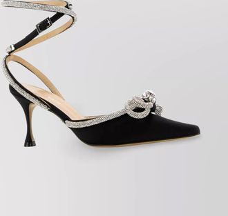 Mach & Mach satin pumps with pointed toe and ankle strap